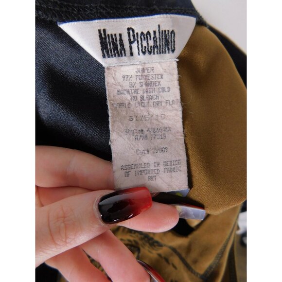 Vtg Nina Piccalino Patchwork Maxi M - Black Camel Leaf - Excellent - Picture 5 of 12